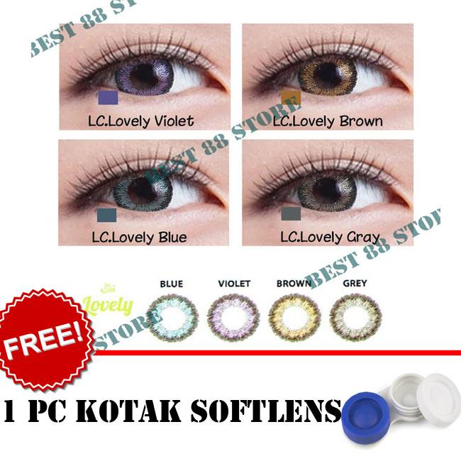 BEST SELLER Softlens Living Color Lovely : Blue,Brown, Grey, Violet - Kualitas Bagus + FREE Lenscase