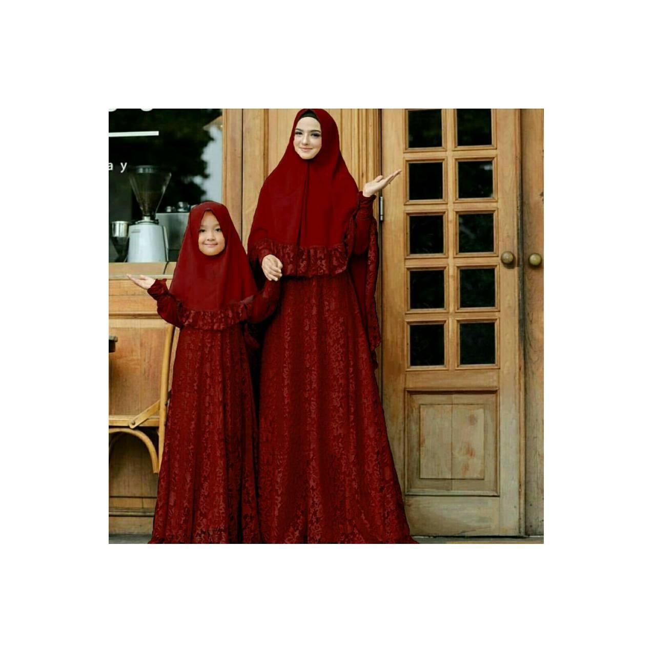 Baju muslim Couple MK Gamis Naura Brukat(Maroon,Pink)