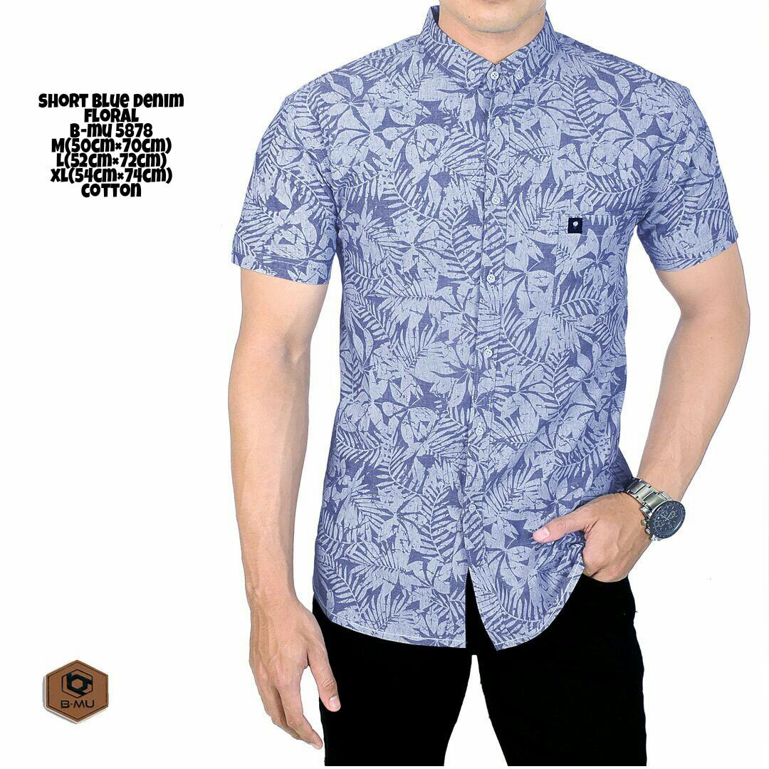 the most - Kemeja Pendek Biru Corak kemeja santai adem motif bunganyaman kantor ker ja atasan cowok termurah terlaris beli baju distro bandung