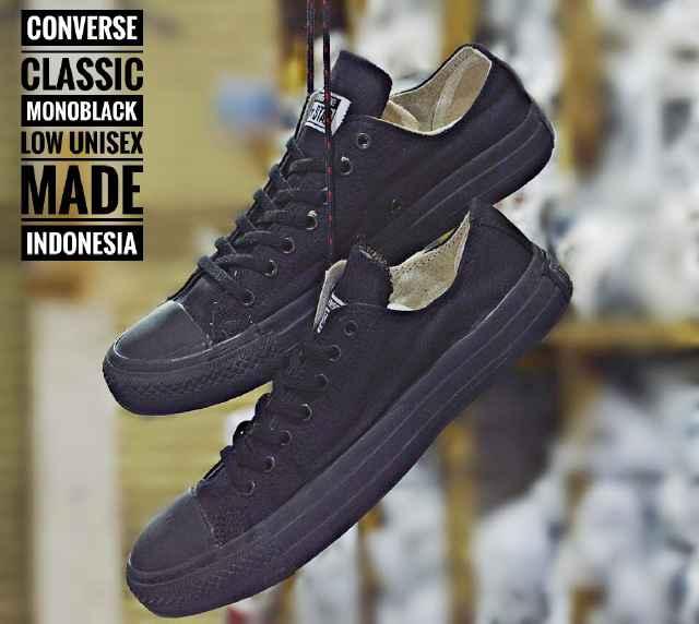 Promo Sepatu Murah Converse Classic Low Original Indo Full Black Unisex Diskon