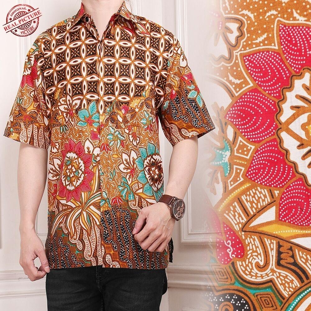Cj collection Atasan kemeja batik pria jumbo shirt Refandi M - XL