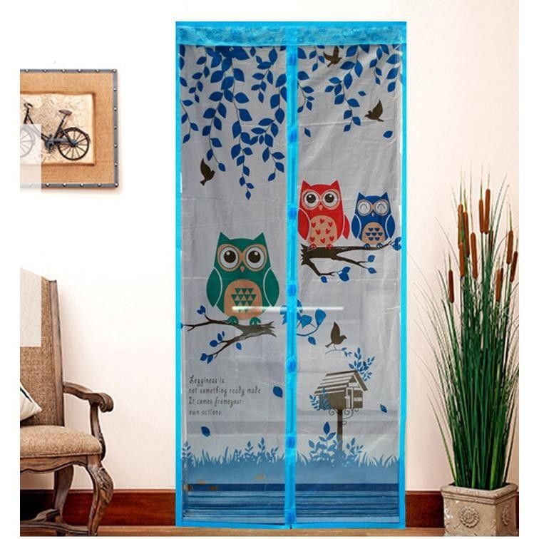 L001 Tirai magnet pintu OWL magnet pinguin sdh terpasang BIRU OWL