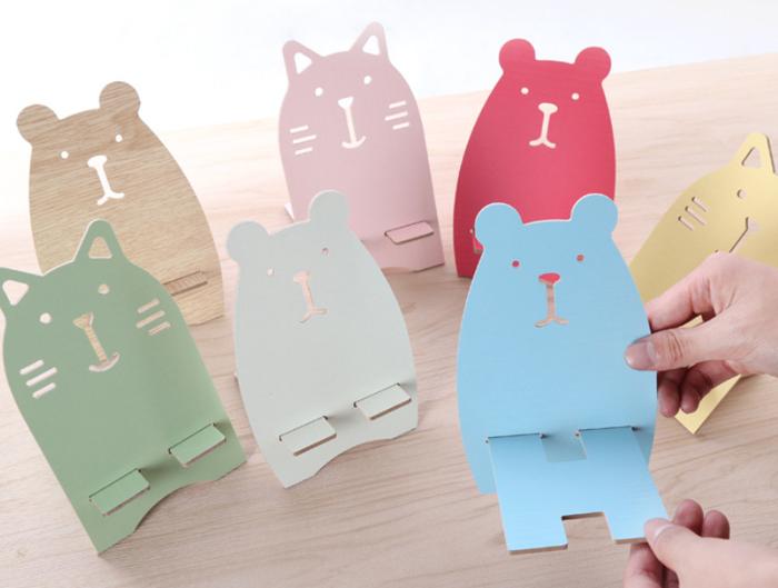 NEW Sandaran HP Kayu Beruang dan Kucing TERLARIS