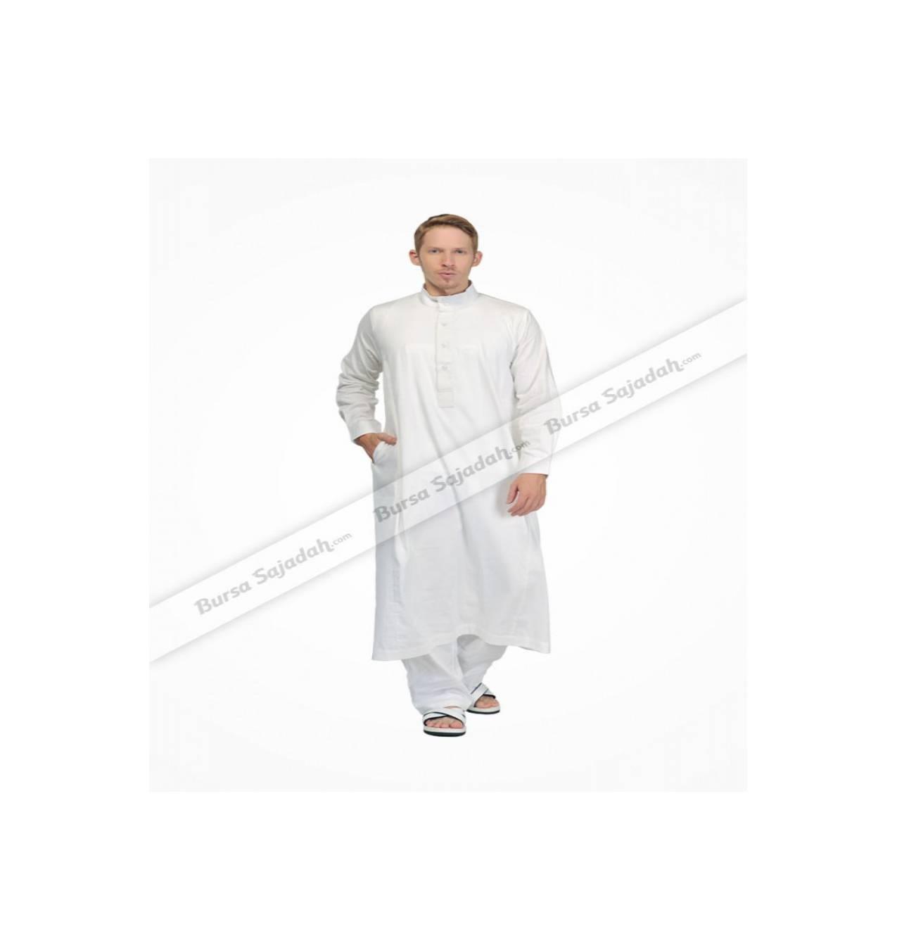 Baju Muslim Koko Gamis Pria Laki laki Warna Putih - Al Wafi Sykava