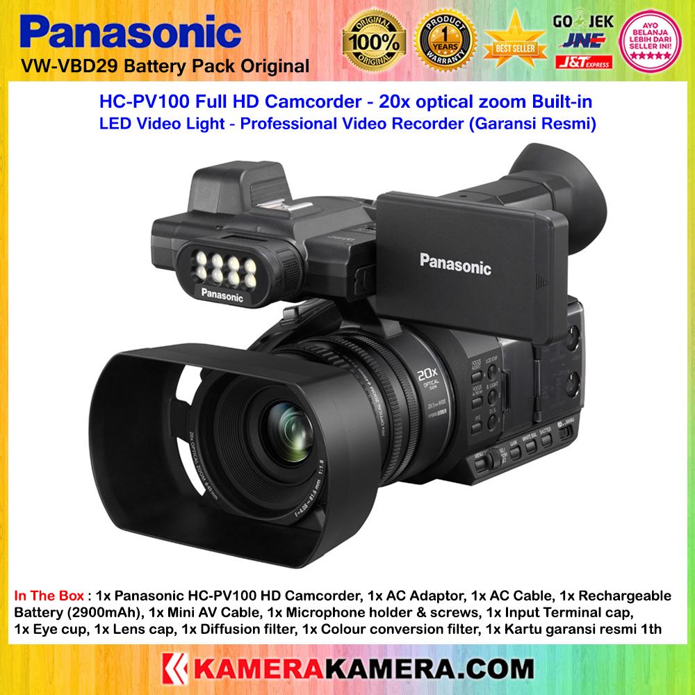PANASONIC HC-PV100 Full HD Camcorder PV100 20x optical zoom Built-in LED Video Light - Garansi Resmi Panasonic 1th