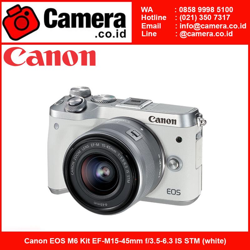 Canon EOS M6 Kit EF-M 15-45mm f/3.5-6.3 IS STM  - White Kamera Mirrorless