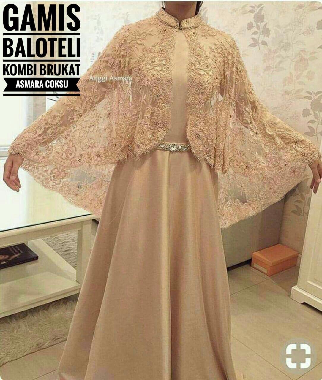 GAMIS BALOTELI LARIS MANIS / GAMIS BRUKAT MURAH ASMARA WARNA COKLAT SUSU