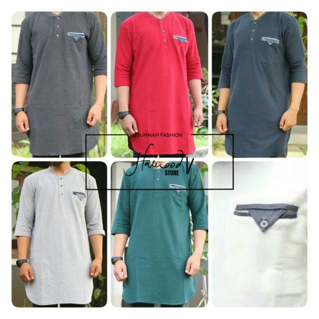 Gamis Kaos Sarawa SIZE M - XL Gamis Pakistan Kaos CVC Locaste Kurta Sarawa Original (L - Dongker)