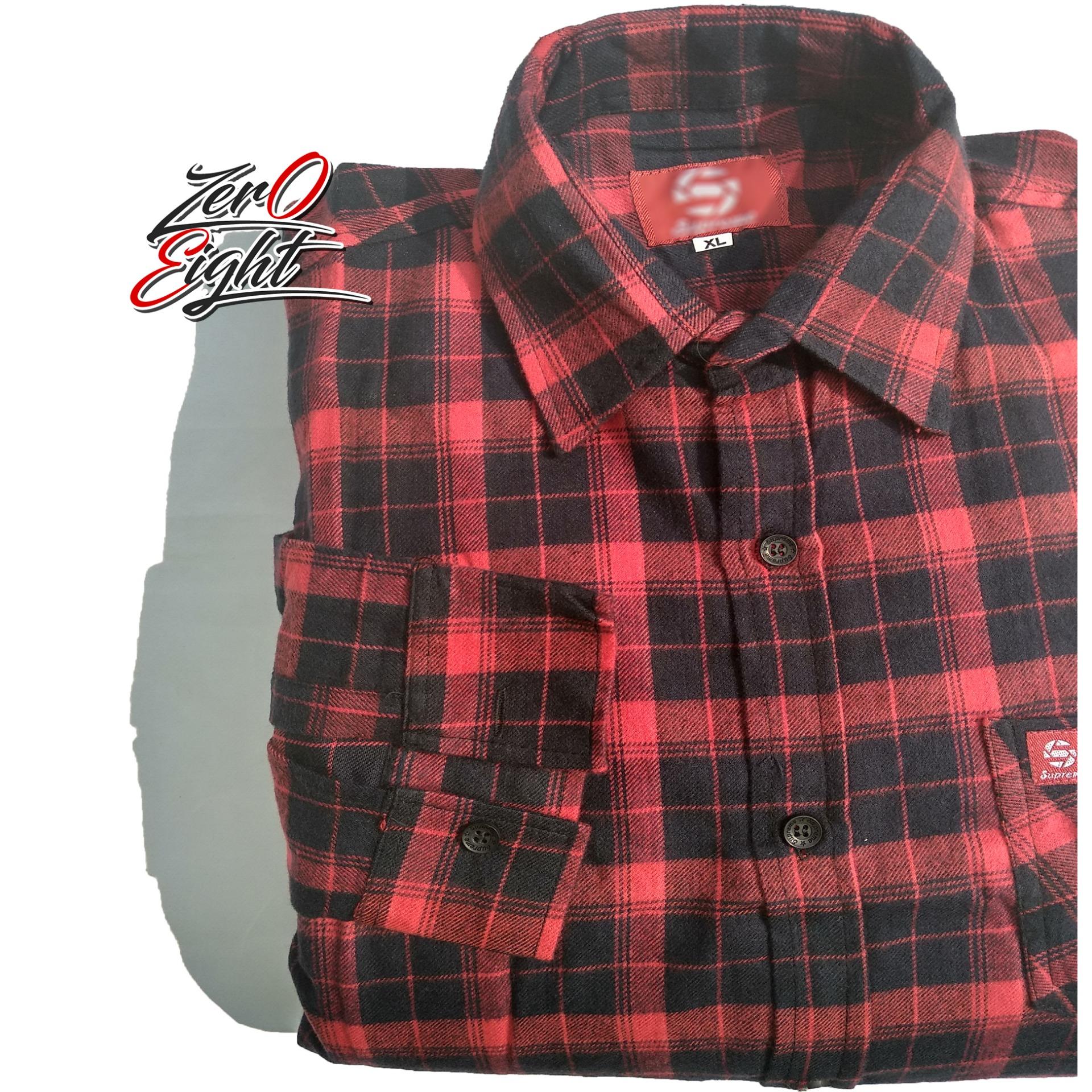 HT-ZEROEIGHT-FREE GELANG!! kemeja pria kotak-kotak bahan flanel BiG SIZE!!
