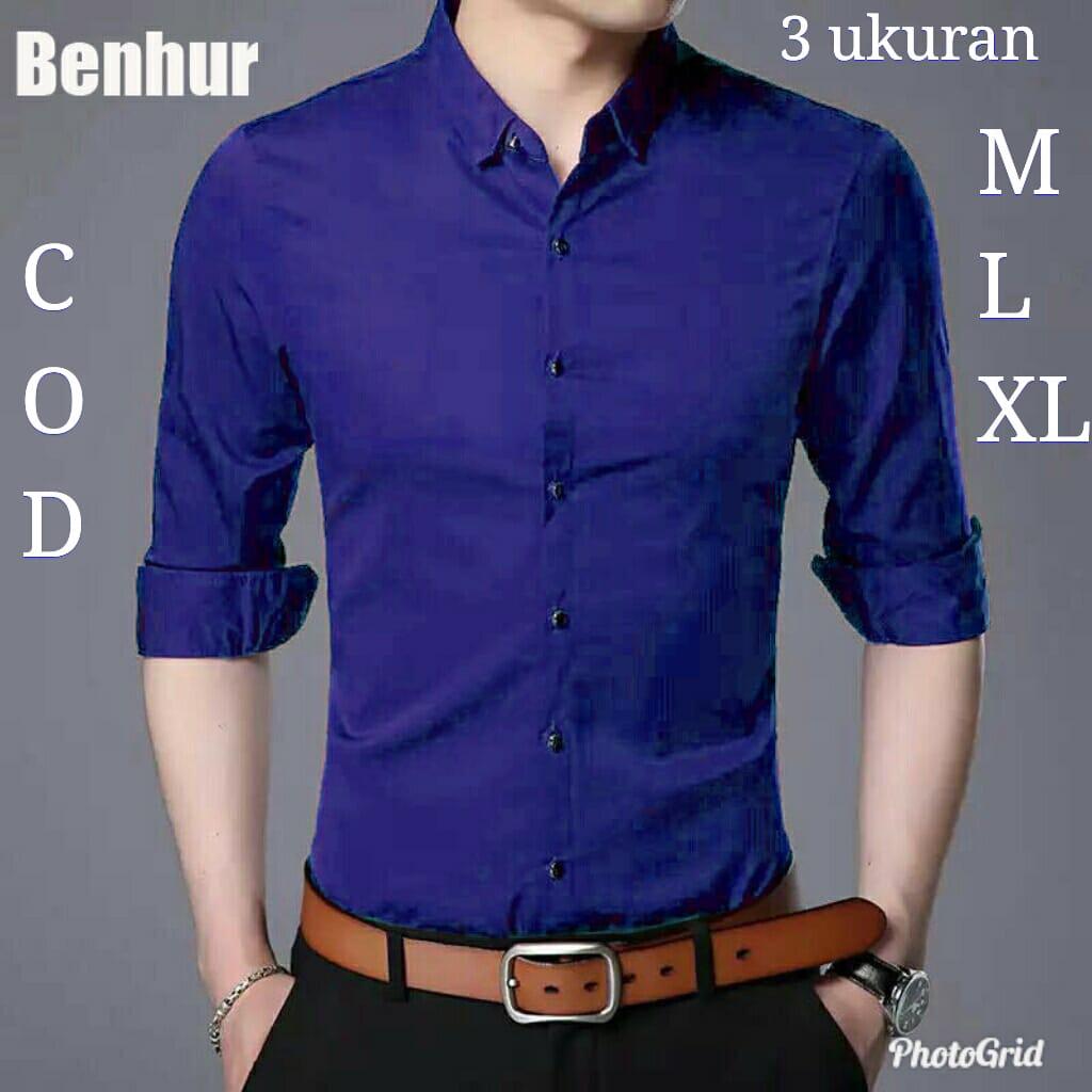 Theclover kemeja PRIA lengan panjang slim fit M-L-XL/kemeja polos BENHUR/HEM kemeja /kemeja kantor/kemeja formal