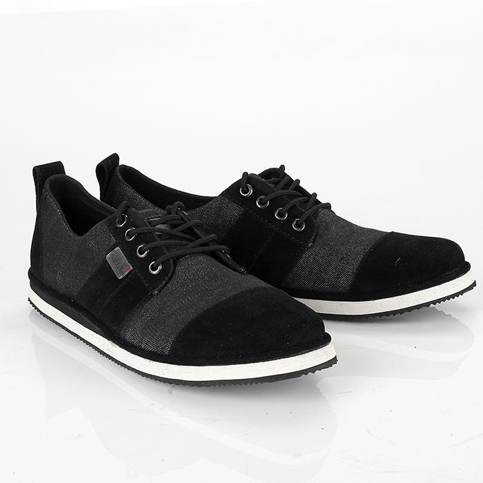 Blackkelly LDE 709 Sepatu kets pria - bahan Suede-denim - sol spon murah dan berkualitas (hitam)