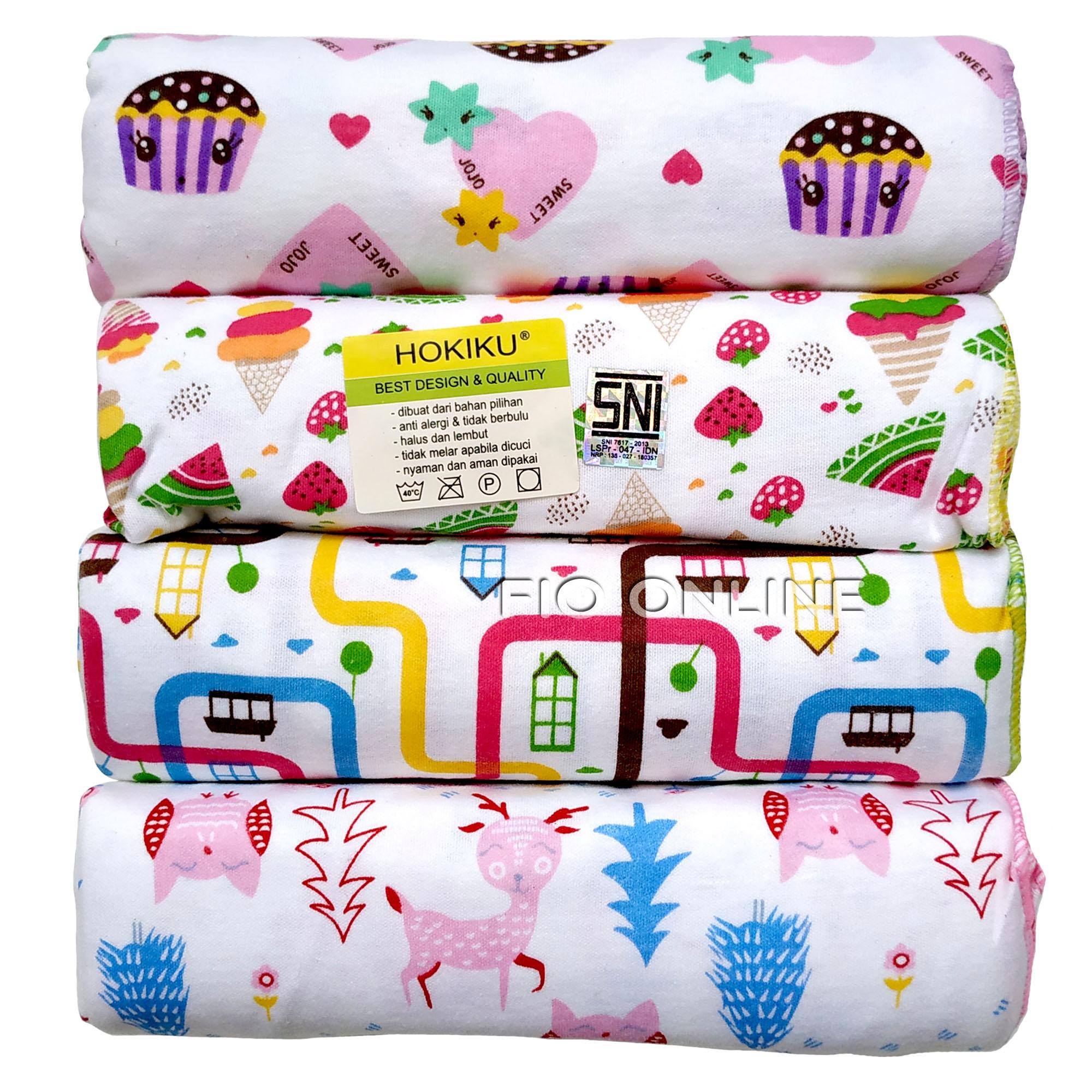 Fio Online Selimut Bedong Bayi - Hokiku - 1 Set isi 4 pcs Kain Lembut dan halus - anti alergi - Motif Cewek