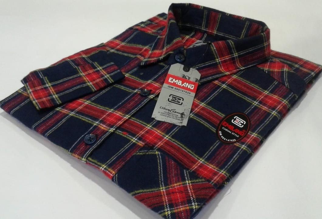 Kemeja flanel pria list kombinasi merah hightquality