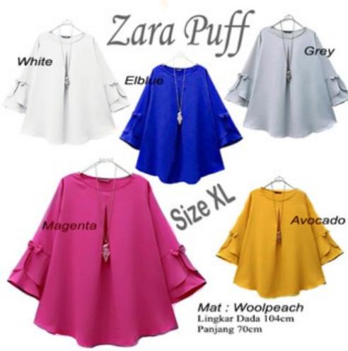 SAtasan Wanita Zara Puff Blus Tunik Baju Muslim Blus Muslim / baju / baju wanita / baju atasan wanita / baju motif / baju murah / baju keren / baju lucu / baju berkualitas