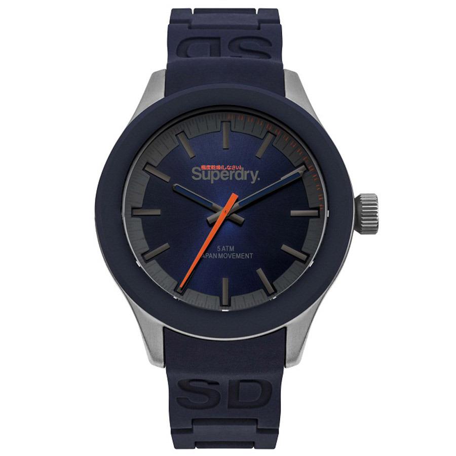 Superdry - Jam Tangan Pria - Silver-Biru - Rubber Biru - SYG211US
