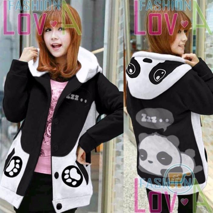 JAKET PANDA SLEEP HOODIE KOREA SWEATER MANTEL BLAZER CEWE WANITA COAT Murah...!!!