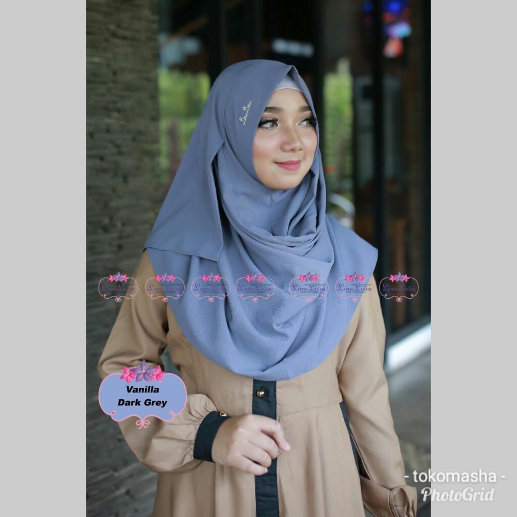 jilbab instan VANILLA Pashtan by Linalivia (warna Dark Grey) - hijab kerudung pashmina pasmina bergo khimar pastan pashtan baju dress atasan scarf muslimah wanita fashion