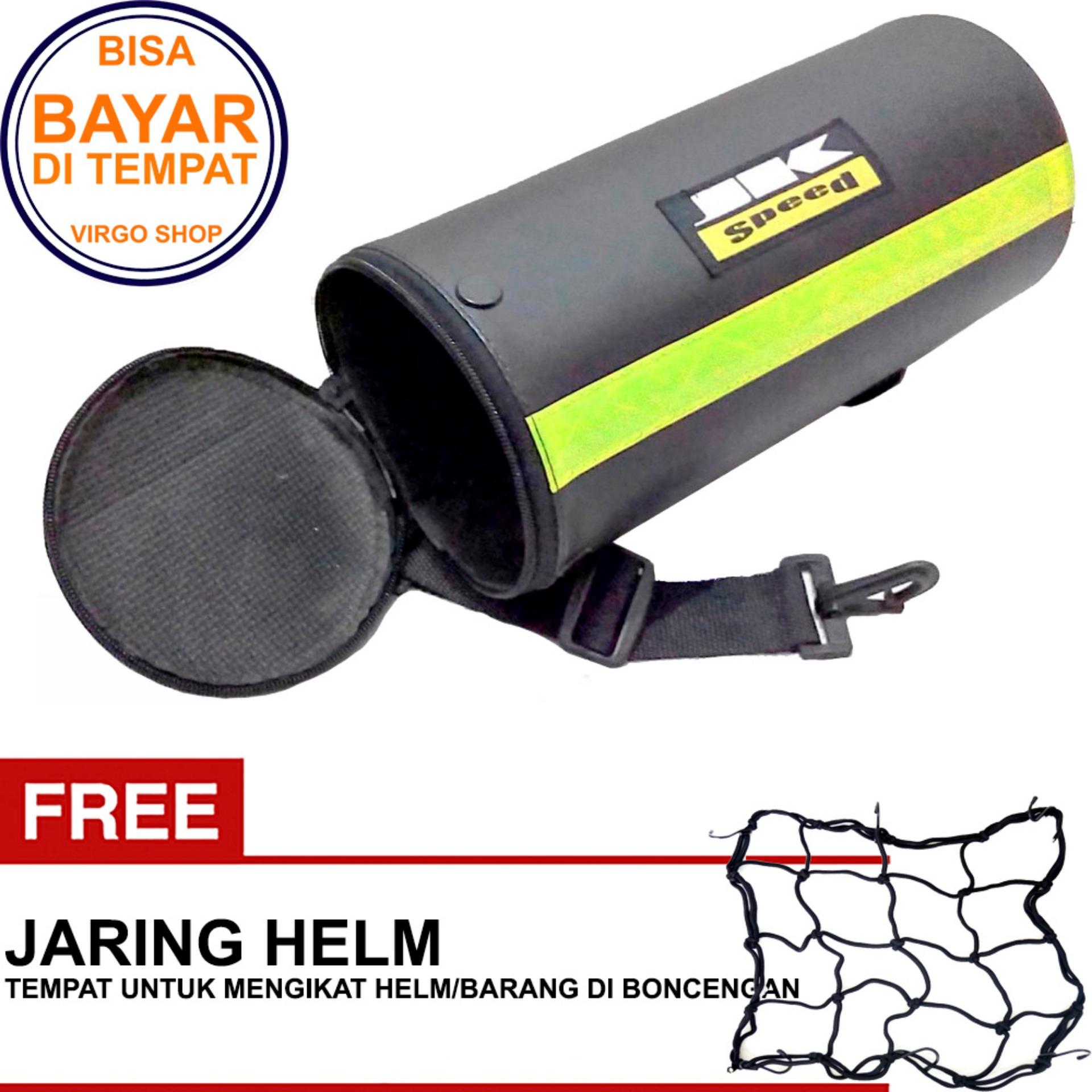JK Speed - Tabung Bagasi Tas Jas Hujan Motor Touring Tour Biker - Size Medium Bonus Jaring Helm HITAM