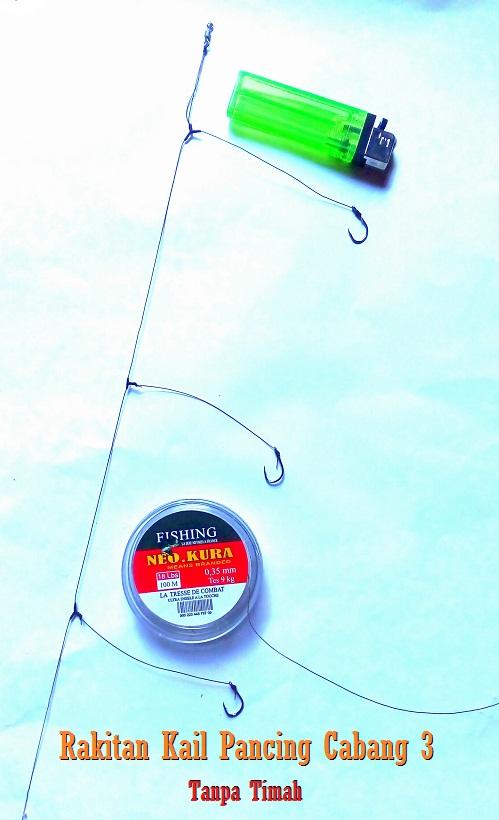 5 Pcs Rangkaian Kail Pancing Cabang 3 Timah Bawah Rakitan Kail Pancing Glosor Ikan Lele Nila Patin Mas Tripel Hook