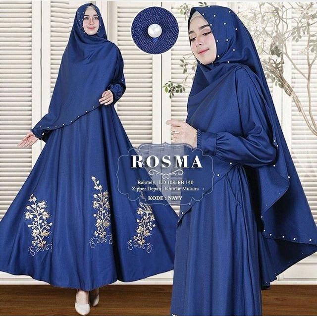 Gamis Muslim Rosma Umbrella Syar'i Navy
