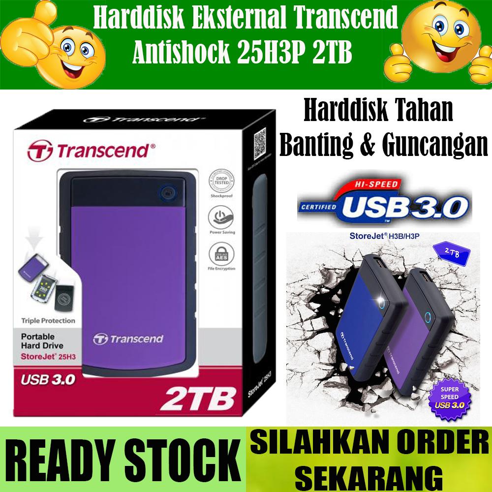 Harddisk External Transcend 2TB StoreJet Antishock USB 3.0 25H3 - HDD HD Eksternal 2.5- Ungu