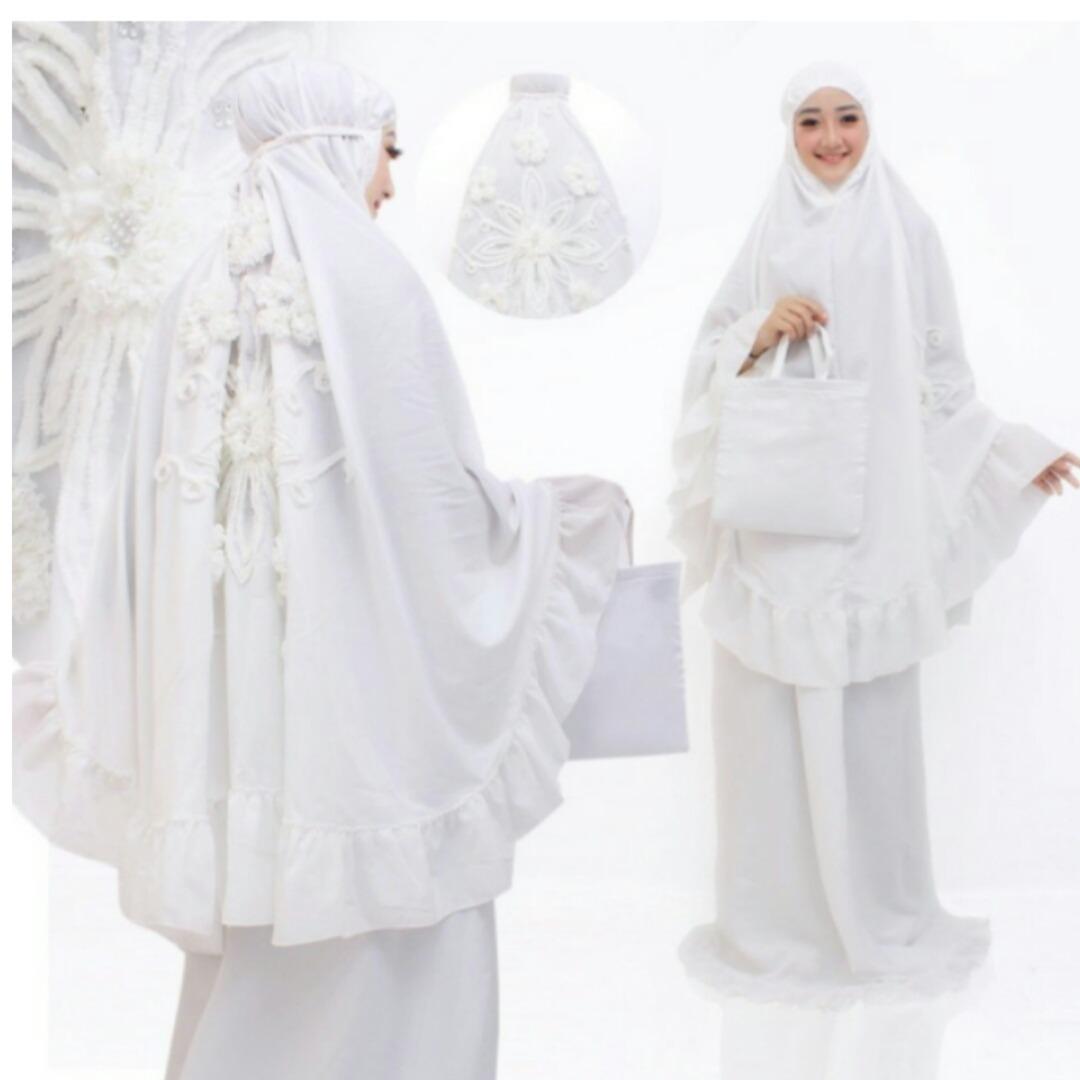 Moscow/Mukena putih/mukena murah/mukena trendy/mukena Rosemary_Putih