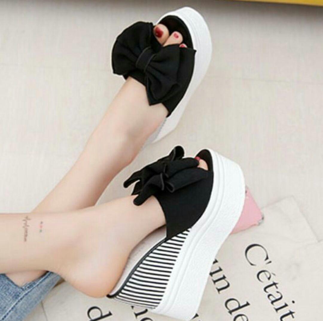 Sandal Wedges Wanita Belang Pita Dl 19 New