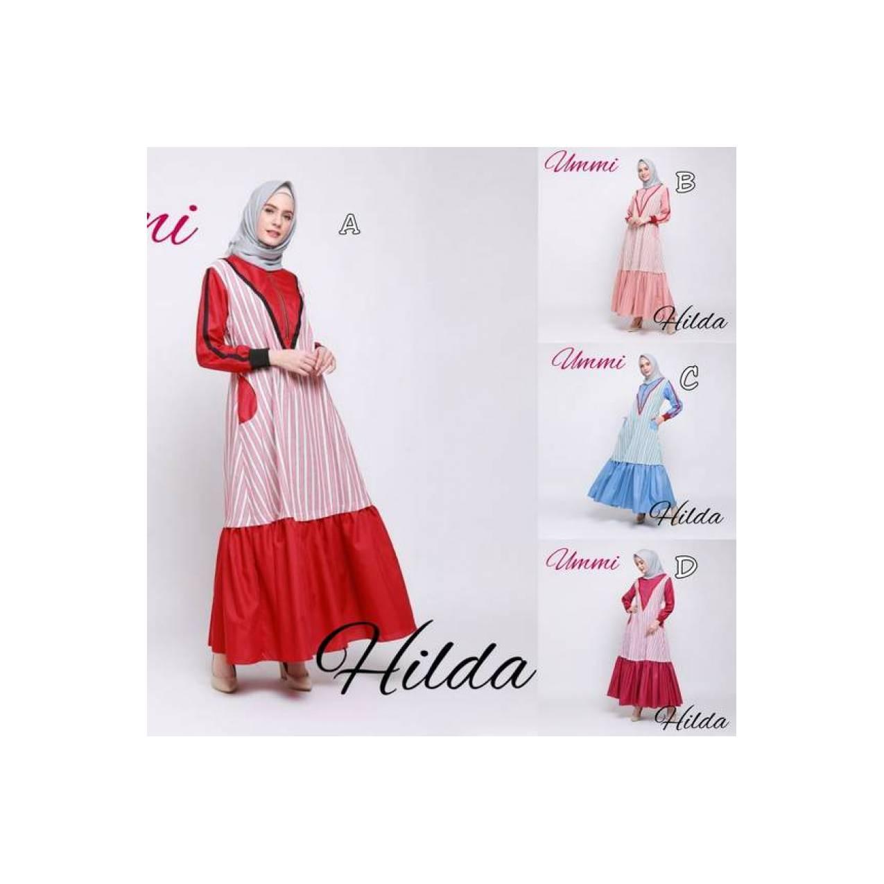HILDA ORIGINAL BRANDED BY UMMI - GAMIS BUSUI SPORTY STRIPE LINEN KOMBI