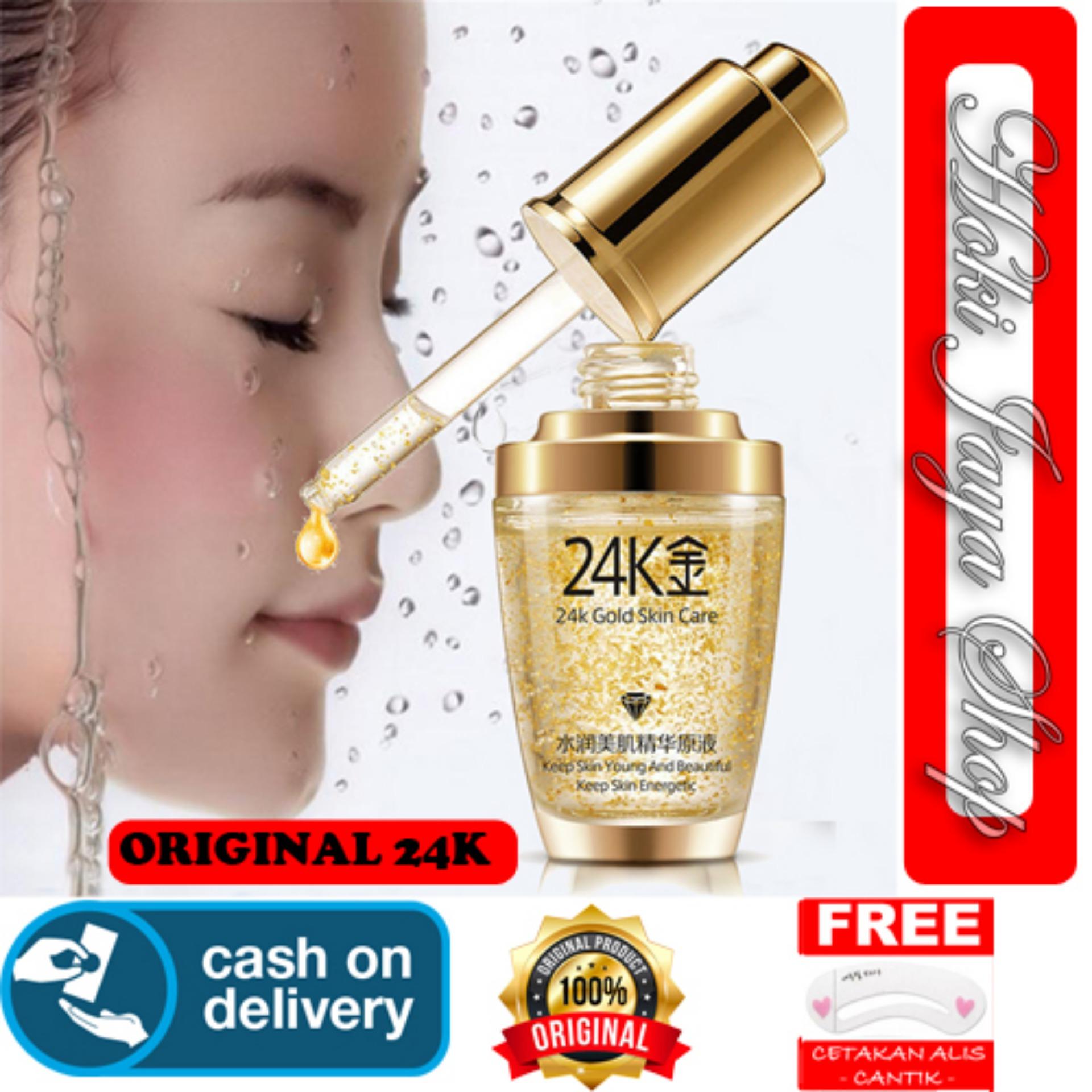 HOKI COD - Serum Wajah Emas 24K Bioaqua 24k Gold Bioaqua bb refill Cushion Skin Care Penghilang Kantung Mata dan Kerutan Wajah + Gratis Cetak Alis Cantik Premium - 1 Pcs