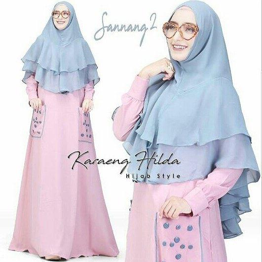 Baju Muslim Original Gamis Sannang2 Syari Dress Baloteli Mix Wolfice Muslim Panjang Dress Casual Wanita Pakaian Hijab Modern Baju Gamis Modis Trendy Gaun Terbaru