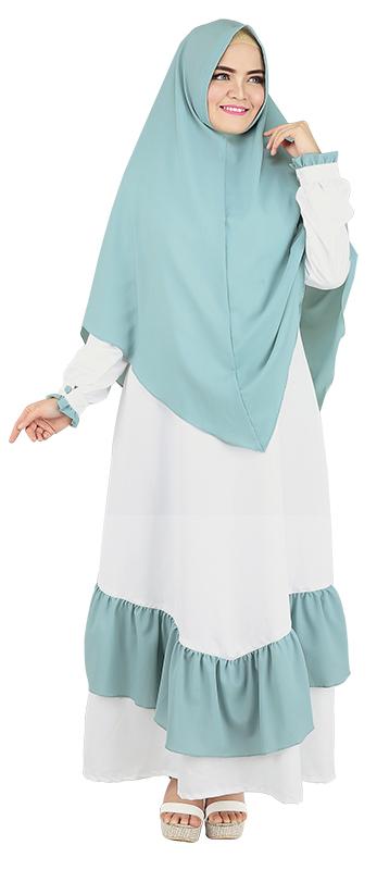 Raindoz Gamis Syari - bahan woll peach Murah & berkualitas (putih)