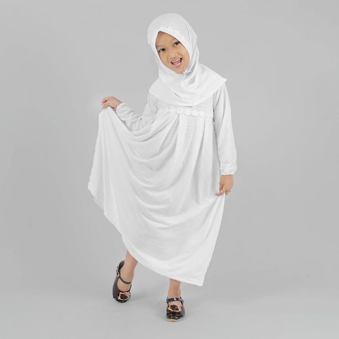 Baju Muslim Gamis Anak Perempuan Warna Putih Lucu Simple PROMO TERLARIS