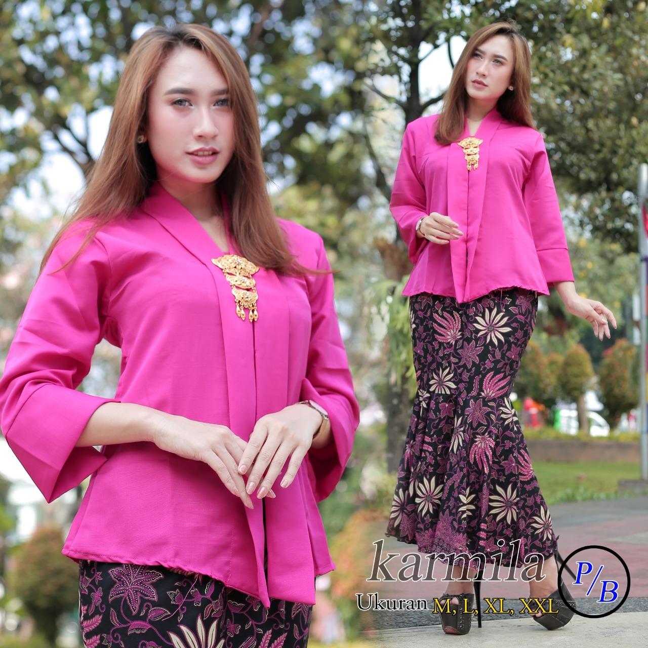 KEBAYA MODEREN KEBAYA PESTA GROSIR KEBAYA ROK DUYUNG MURAH CANTIK JUAL BAJU GROSIR KEBAYA KARMILA WARNA PINK FANTAREADY SIZE M L DAN XL
