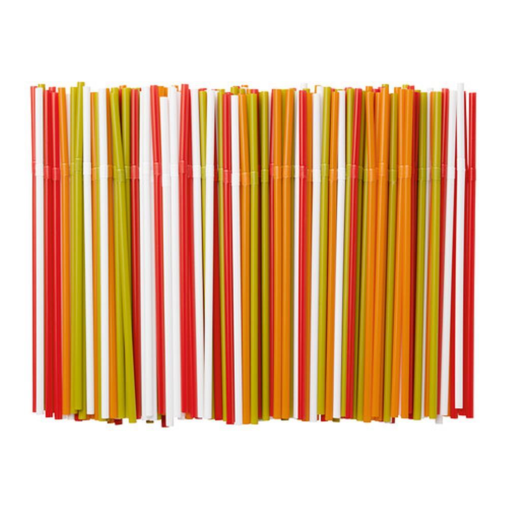 IKEA SODA Sedotan minuman isi 200 pcs - - putih hijau - merah oranye