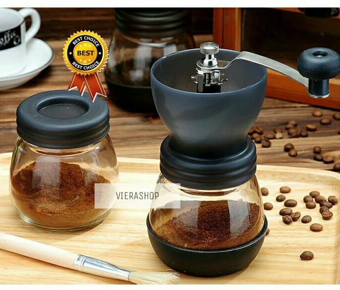 MANUAL COFFEE GRINDER GLASS SET FREE 1 GLASS/ PENGGILING KOPI MANUAL CERAMIC BURR