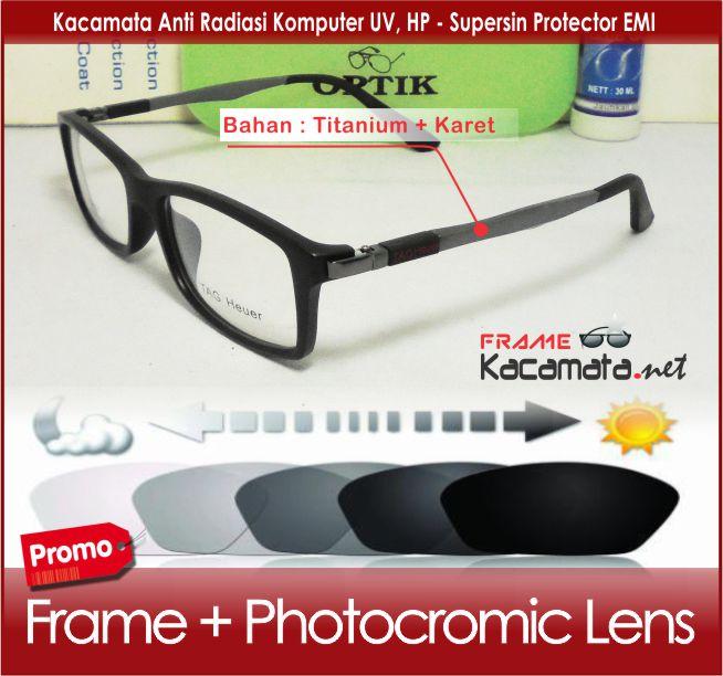Frame kacamata 521 + lensa PHOTOCROMIC minus/plus/silinder kacamata sport untuk pria dan wanita