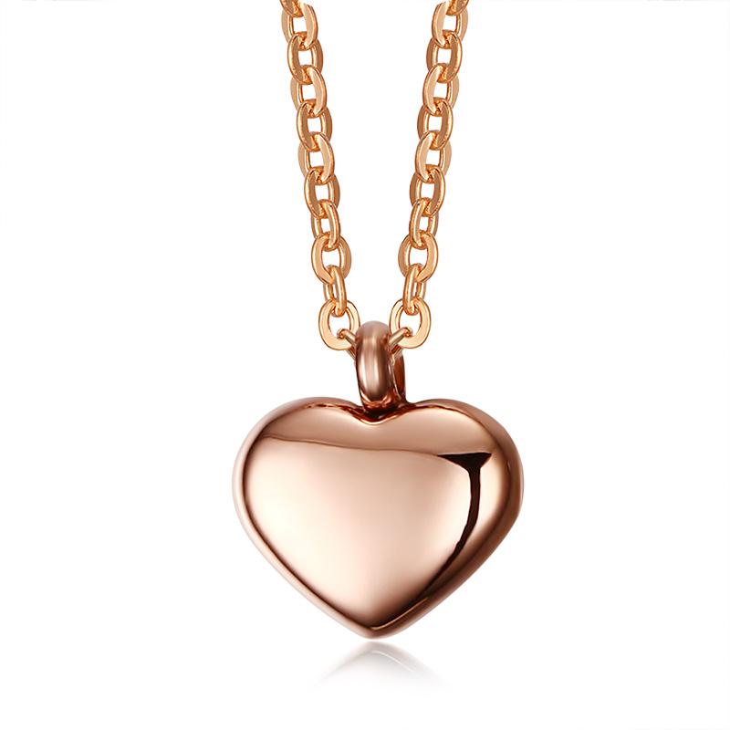 Wanita Remaja Wanita Stainless Steel IP Rose Gold Plain Love Heart Pendant Kalung Valentine Hadiah