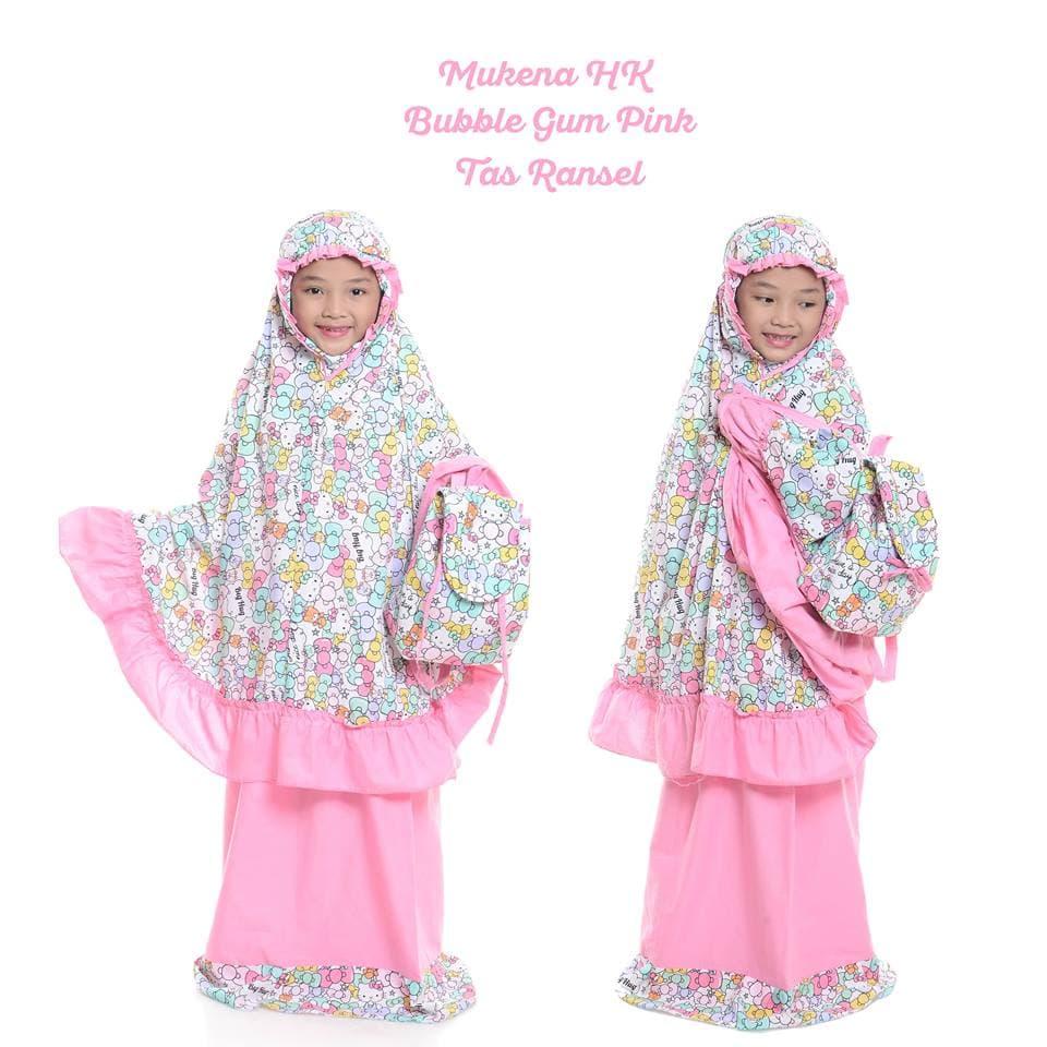 Best seller - MUKENA ANAK HELLO KITTY BUBBLE GUM PINK SIZE Lbaju muslim wanita / baju muslimah / baju muslim wamita terbaru / baju muslim murah TERBARU!!