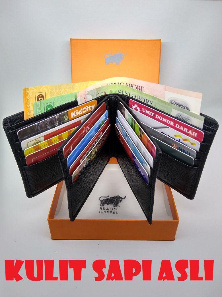 DOMPET PRIA KULIT ASLI-BRAUN BUFFEL 16 SLOT KARTU-100% KULIT ASLI
