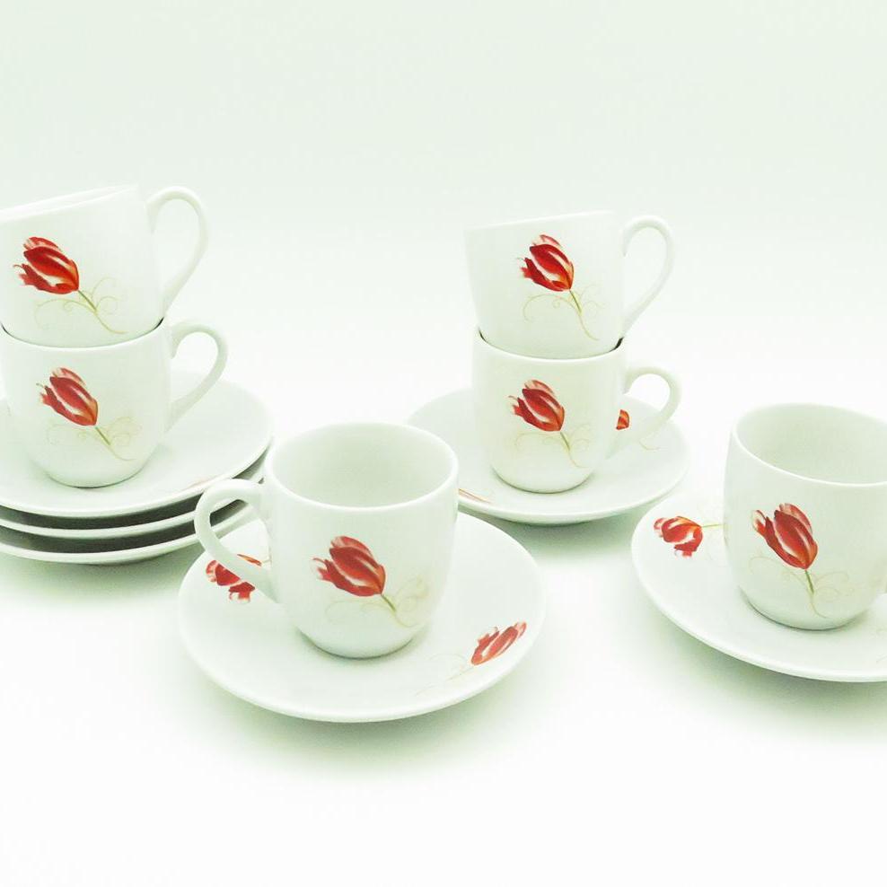 Tafel21 Cangkir Set Espresso Red Tulip @12 Pcs/Set / Cangkir Teh / Cangkir Kopi