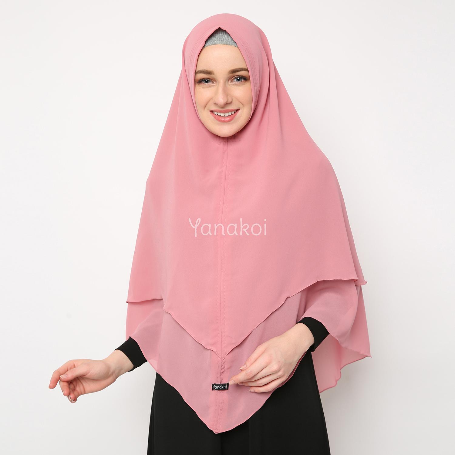 Yanakoi Hijab - Jilbab Khimar Syafa Tanpa Pet Warna Pink Dusty