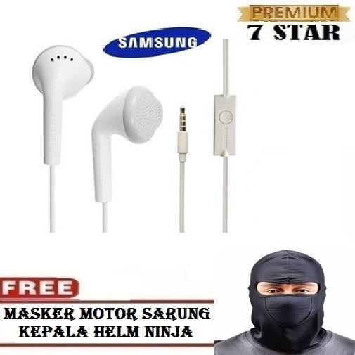 Samsung Handsfree / Headphones / Earphone / Headset Samsung Untuk Semua HP - Putih + Gratis Sarung Kepala Helm / Masker Ninja Anti Debu 1 Pcs
