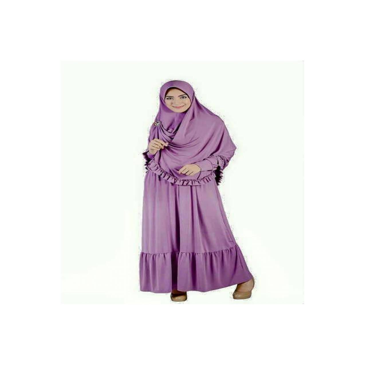 Gamis Syari Ungu Muda Spandek Korea Impor Nibras NS 02