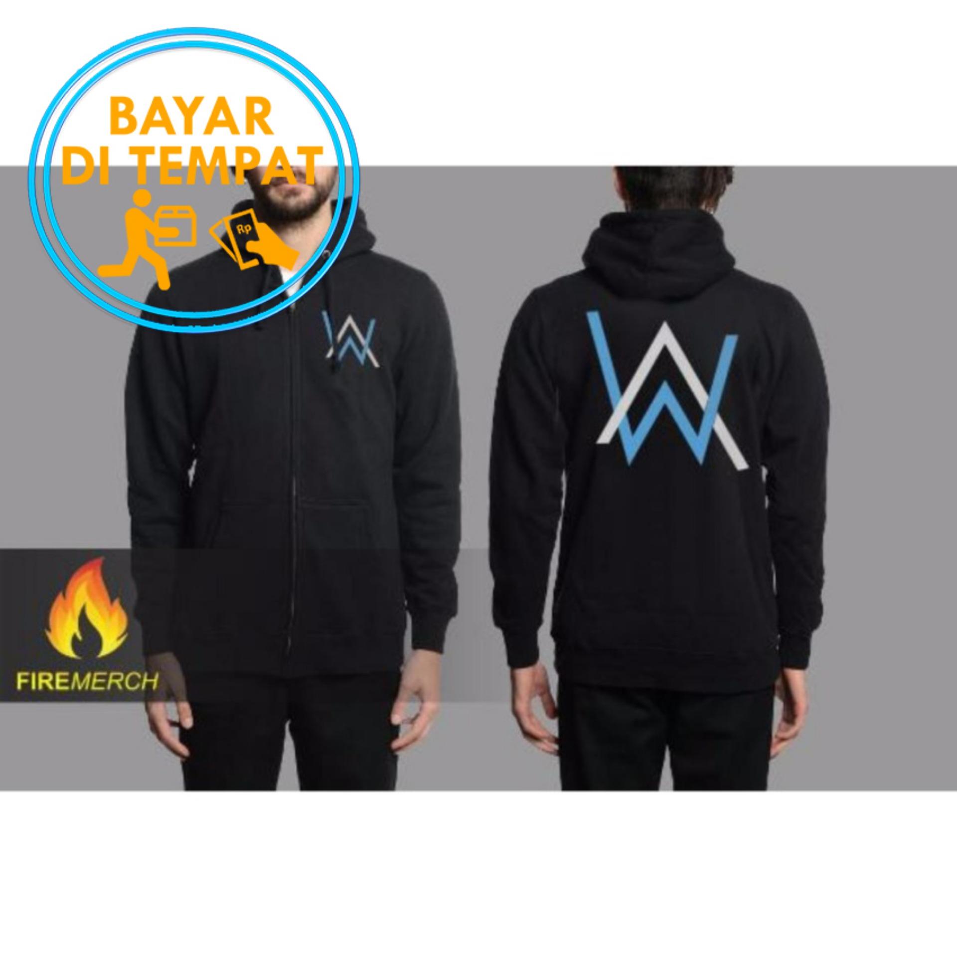 Jaket Murah Hoodie Zipper Alan Walker - Black (Logo Blue White)