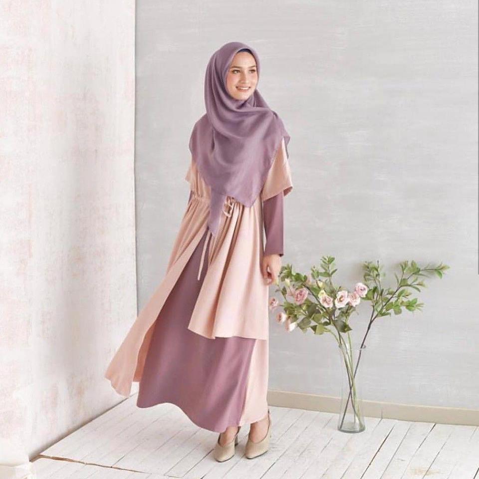 baju gamis murah RUNA DRESS baju combi cape