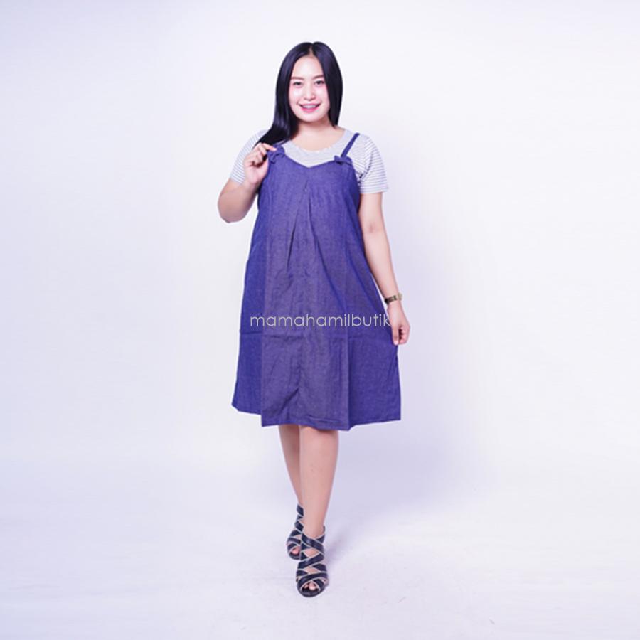 Ning Ayu Baju Hamil Menyusui Dress Overall Pita Inner Salur Ribbon - HO 76 / Dress Hamil Pesta / Dress Hamil Lucu / Dress Hamil Kantor / Dress Hamil Muslim / Dress Hamil Batik / Dress Hamil Modis / Dress Hamil Korea / Dress Hamil Online / Dress Hamil
