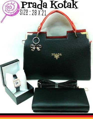 PROMO!!! Tas paketan / wanita / SLINGBAG / PRADA KOTAK BLACK - lpxjT1