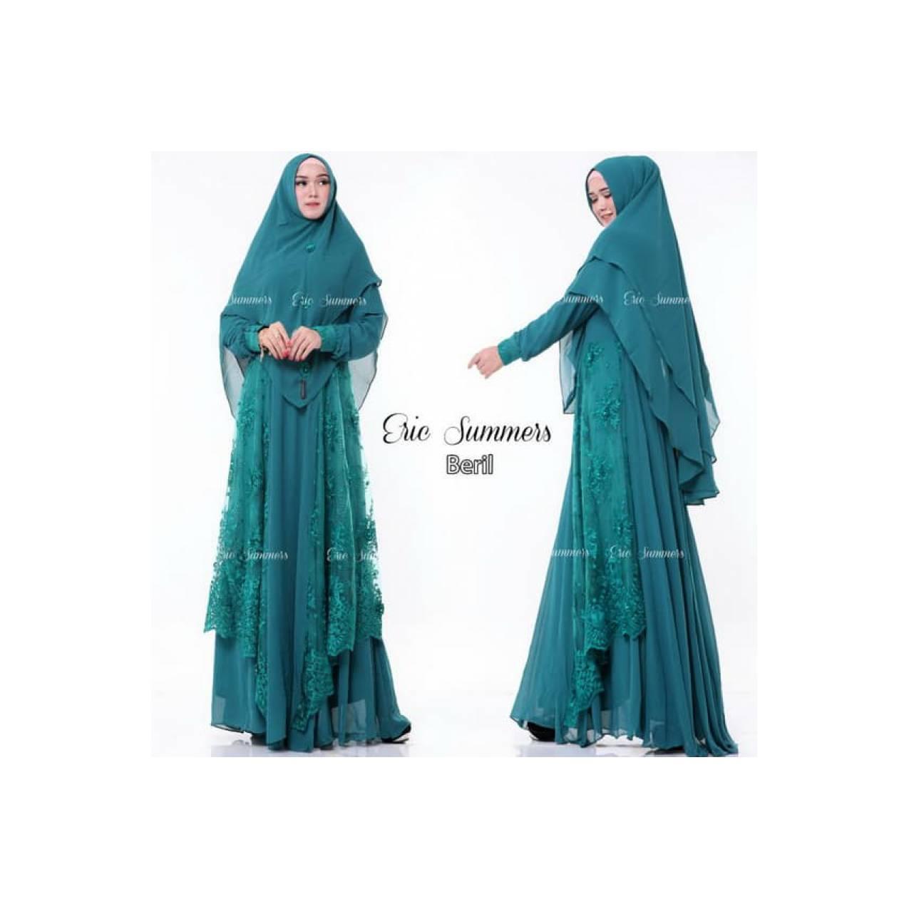 Gamis Pesta full cerutty kombinasi tulle bordir mutiara