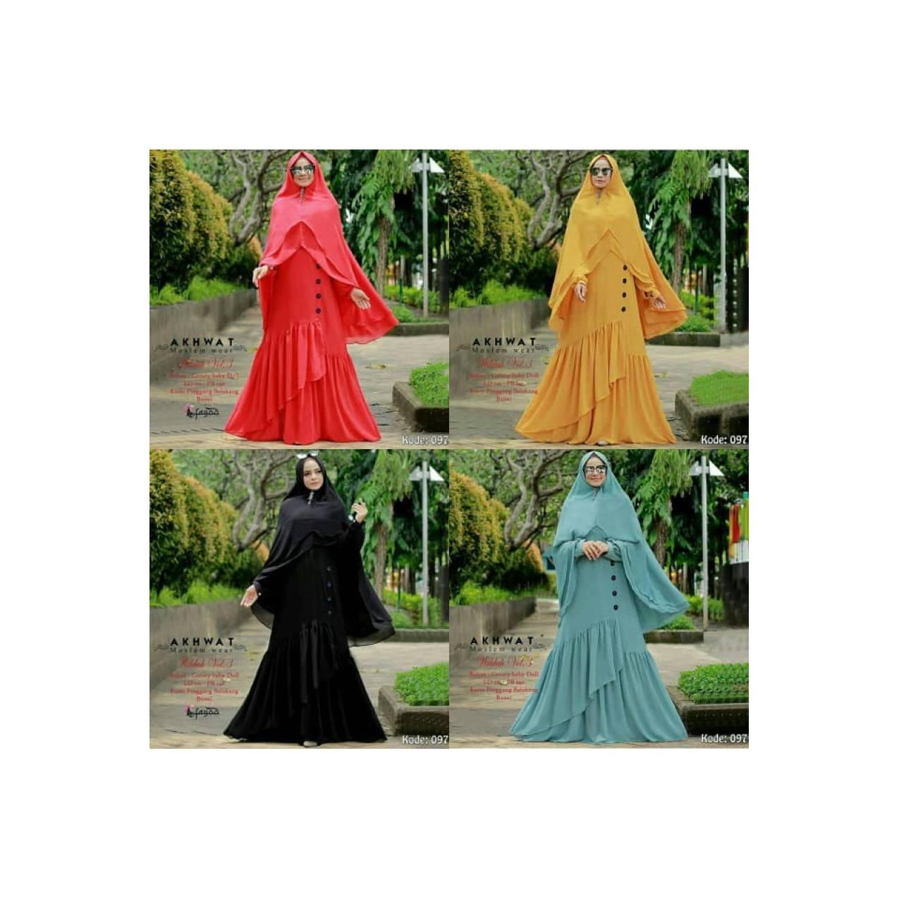 Setelan baju umroh Gamis hitam busui Hijab syari Wildah Syari