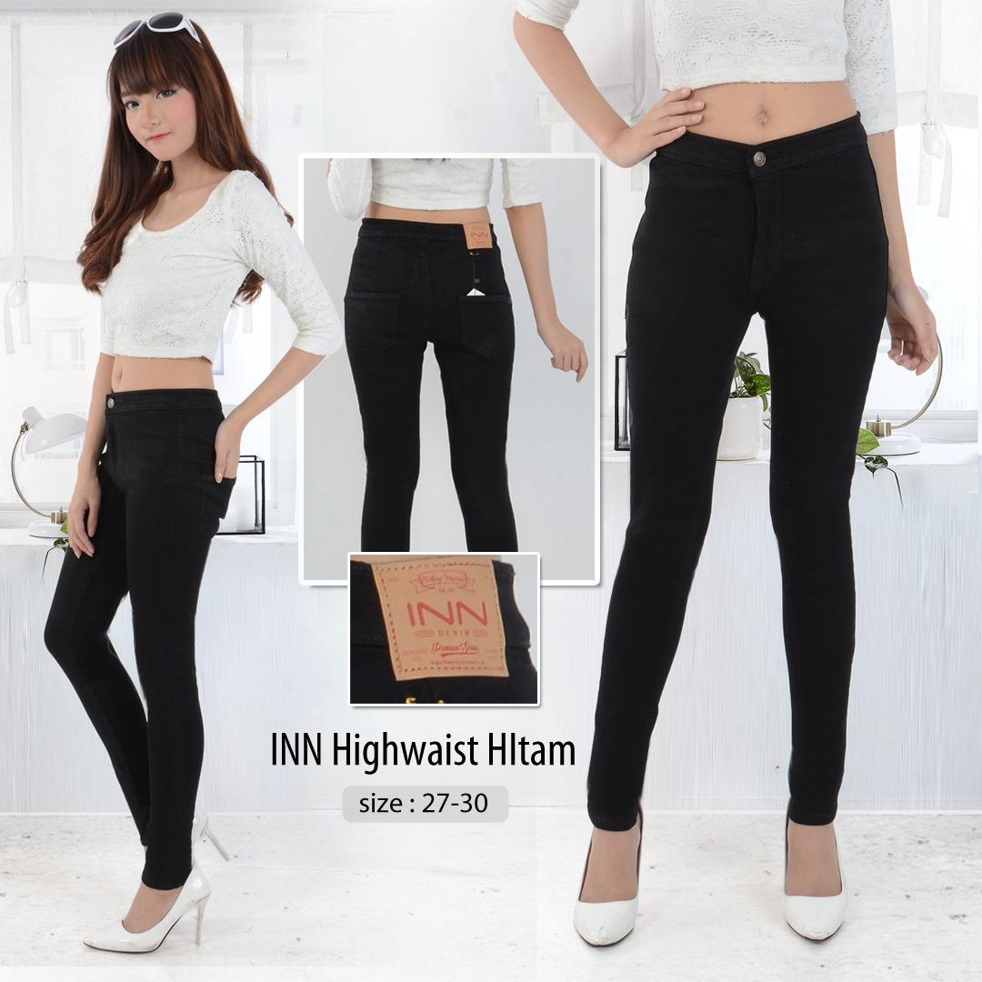 Nusantara - Haigwaist - Celana Jeans Wanita Skinny Model Tinggi Sepuser Ritsleting Kuat Berbahan Denim – Hitam